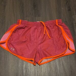 Under Armour Women's Red and Orange Athletic Shorts